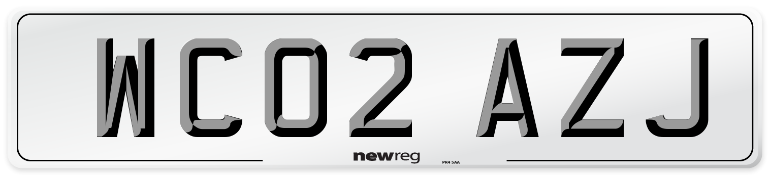 WC02 AZJ Number Plate from New Reg